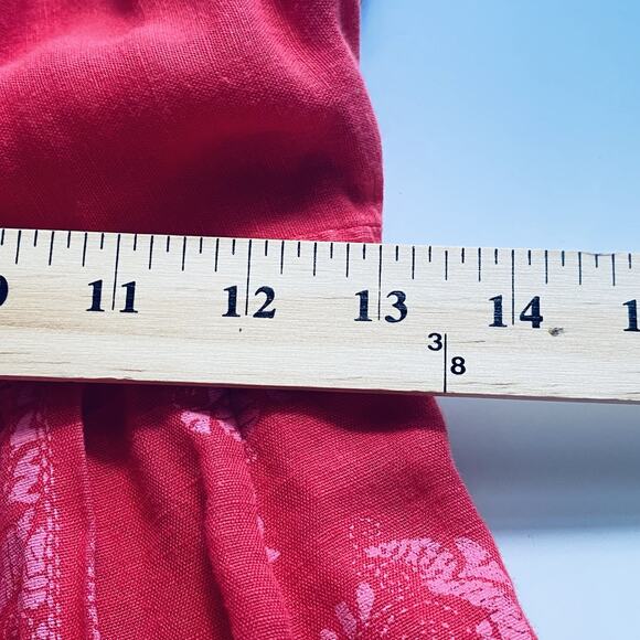 Free People Jumpsuit Size 6 Feel the Sun Red Linen Blend Wide Leg Pockets Boho - Picture 7 of 12